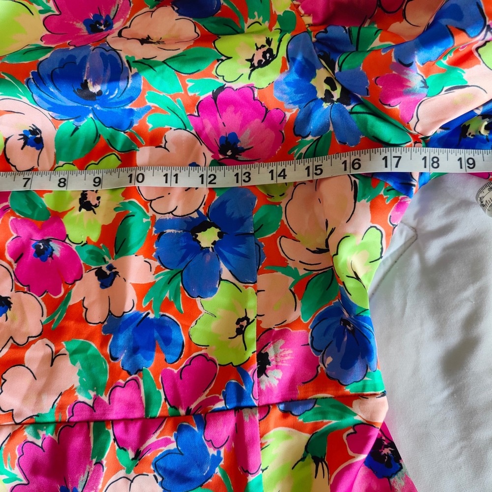ROTATE Birger Christensen Floral Satin Puff Sleeve Mini Dress Open Back US 10 - Picture 13 of 16